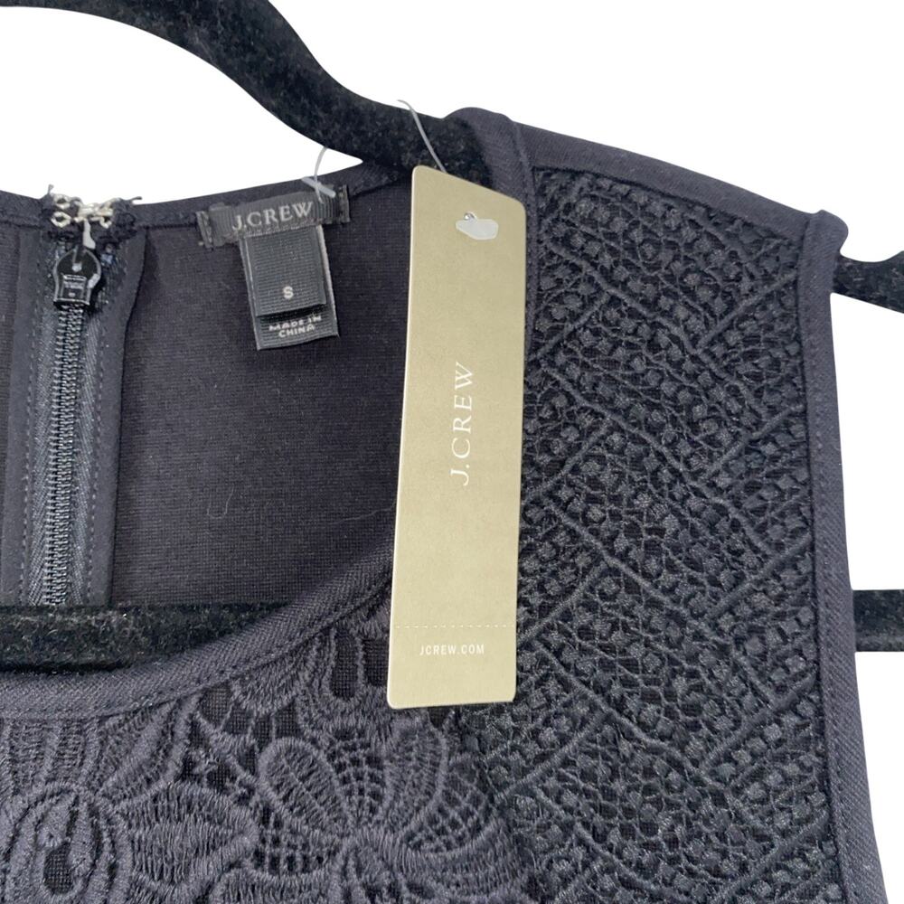 NWT J. Crew Black Structured Mixed Lace Peplum Shell Sleeveless Top Small - Picture 6 of 12